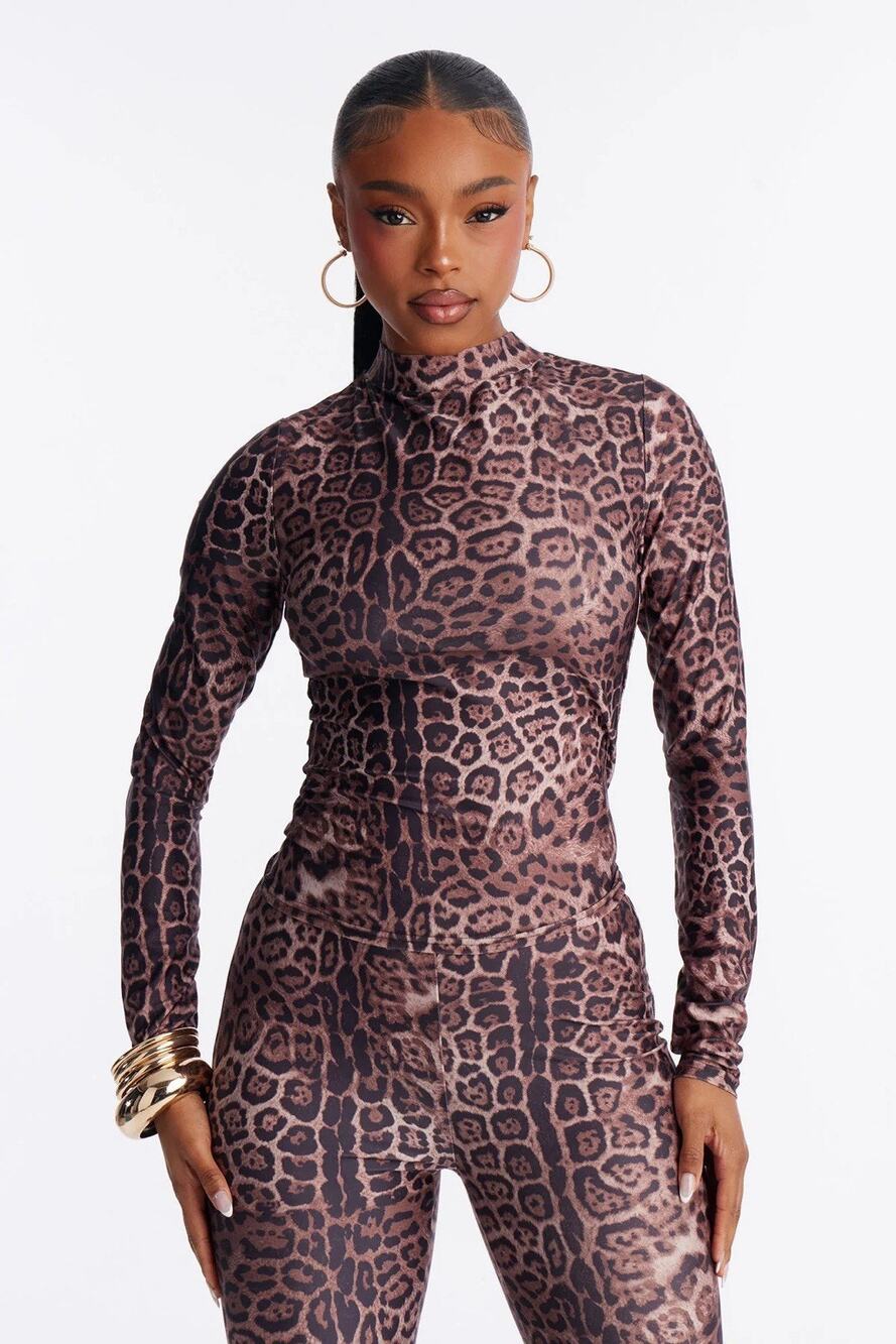 NWT Elise Leopard Capri Pant Set - Brown/combo Large New Body Cover Style Party